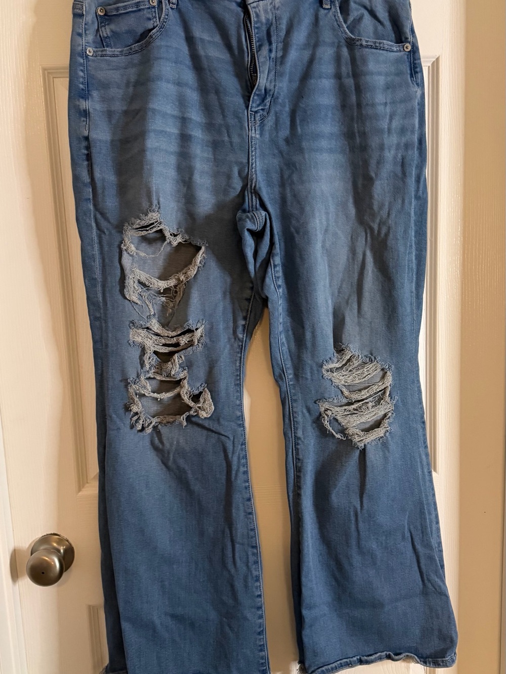 American Eagle Outfitters Distressed Blue Flare Jeans
